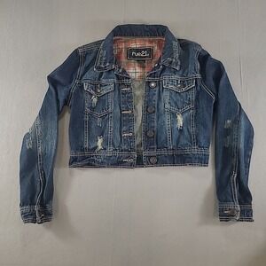Rue 21  Rip/Torn Women's Denim Jean Jacket Blue‎ Sz Med